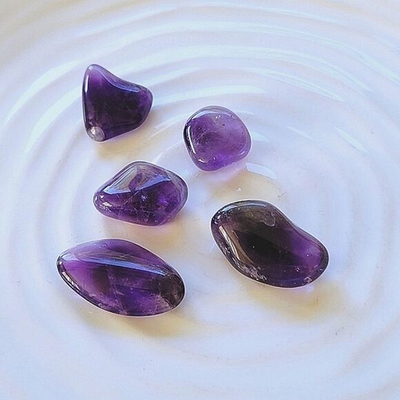 Lot of 5 | Tumbled amethyst stones - Picture 2 of 4